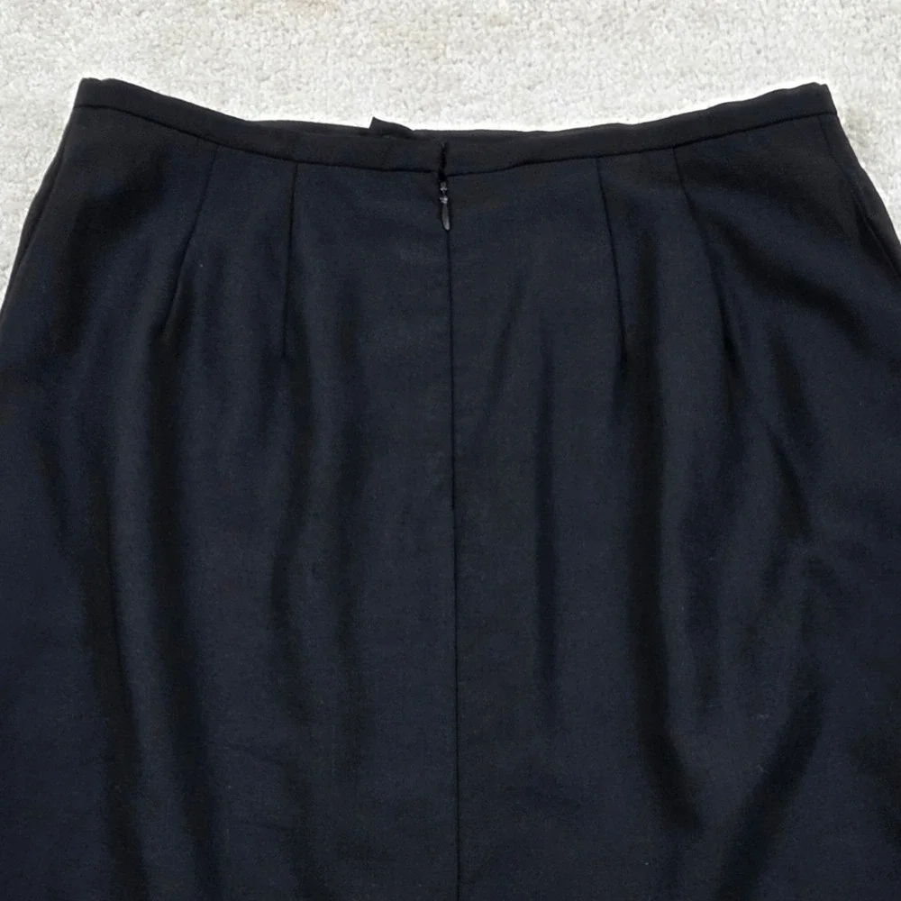 Black Pencil Skirt Size 10 Wool Blend Lined Back Vent Office 21.5